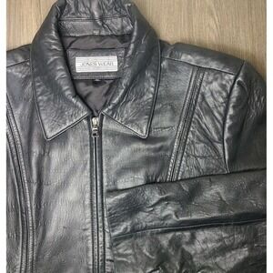 Jones Wear Sport Genuine Leather Womans XL Jacket Black Zip Front Moto EUC